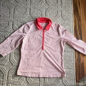 Tail Pink and White Striped Quarter-Zip Top